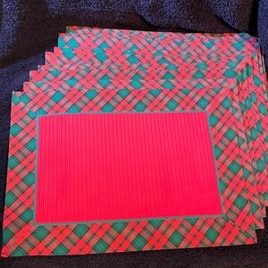 Set of 12 holiday red and green placemats
